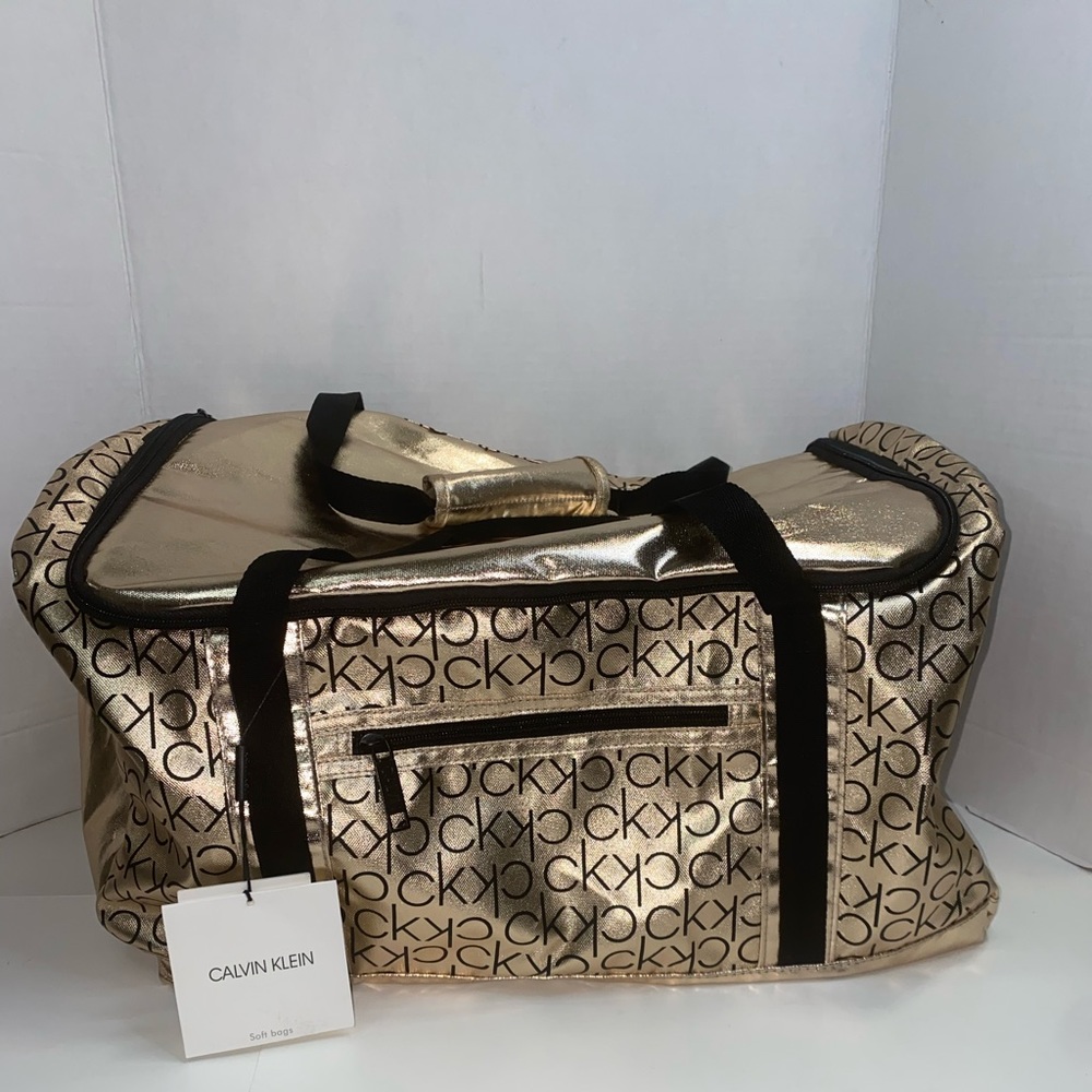 NWT Calvin Klein Duffle Bag Metalic Gold Logo New